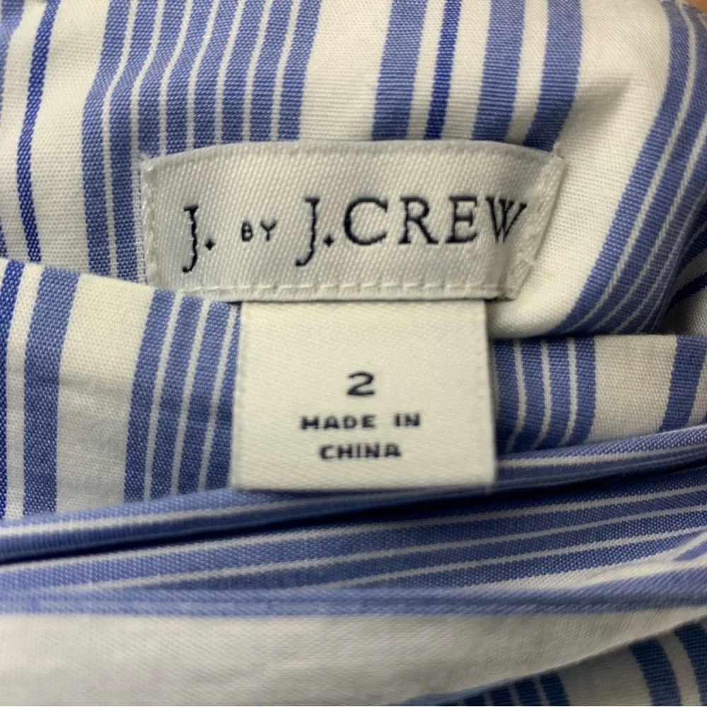 J. by J. Crew Blue White Striped Midi Skirt with Bow Waist, Size 2 - Picture 4 of 11